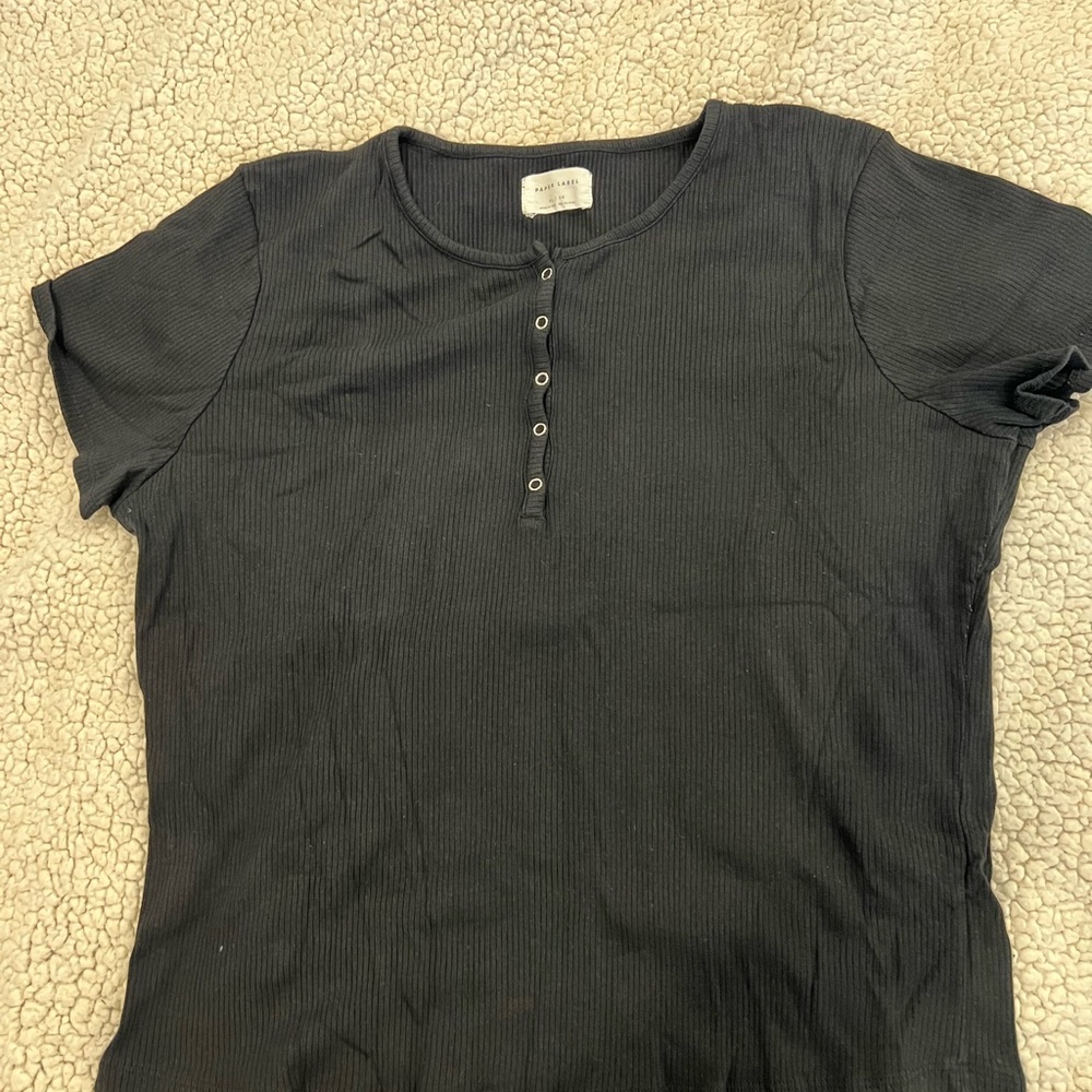 Henley style knit crew neck by Paper Label.